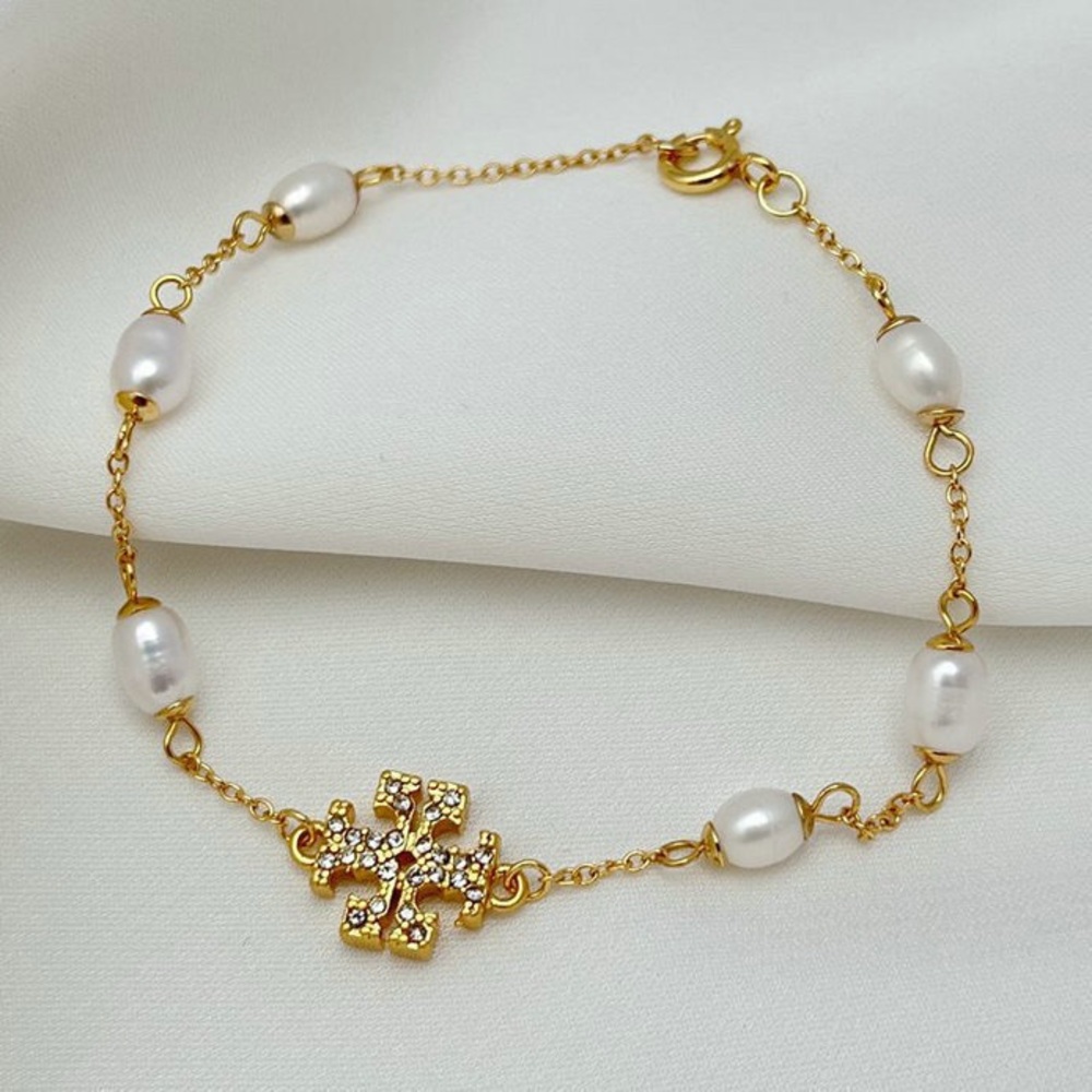 Tory Burch Gold and Pearl Bracelet